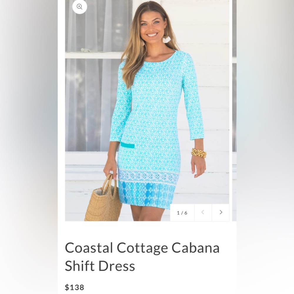 Cabana Life Turquoise Printed Long-Sleeve Shift Dress